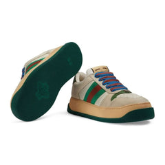 Gucci Screener low-top leather sneakers 'Cream White Green' - vasre