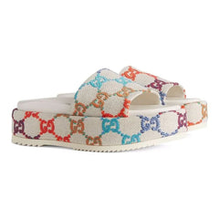 Gucci GG jacquard platform slides - vasre