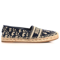 CHRISTIAN DIOR Oblique Embroidered Granville 15mm Espadrilles 38.5 Deep Blue - vasre