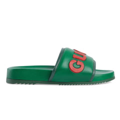 Gucci  Leather Logo Slides - vasre