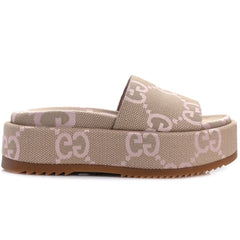 Gucci Platform Slide Sandal 'Jumbo GG - Beige Light Pink' - vasre