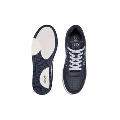 B27 LOW-TOP SNEAKER Navy Blue Smooth Calfskin and CD Diamond Canvas - vasre