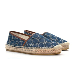 GUCCI Denim GG Monogram Espadrilles 40 Blue Tea Cuir - vasre