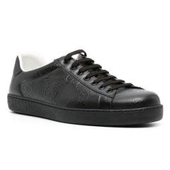 Gucci Ace monogram-embossed sneakers 'Black' - vasre