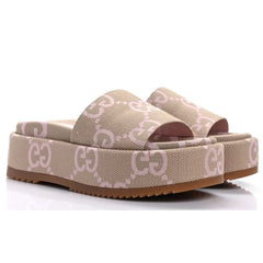 Gucci Platform Slide Sandal 'Jumbo GG - Beige Light Pink' - vasre