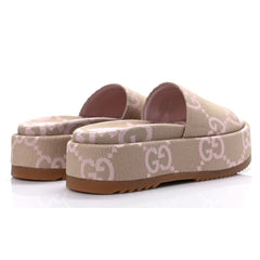 Gucci Platform Slide Sandal 'Jumbo GG - Beige Light Pink' - vasre
