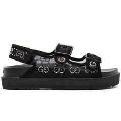 Gucci crystal-embellished monogram-pattern sandals 