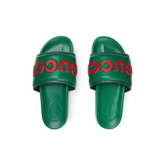 Gucci  Leather Logo Slides - vasre