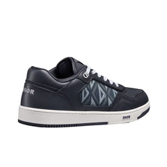 B27 LOW-TOP SNEAKER Navy Blue Smooth Calfskin and CD Diamond Canvas - vasre