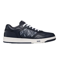 B27 LOW-TOP SNEAKER Navy Blue Smooth Calfskin and CD Diamond Canvas - vasre