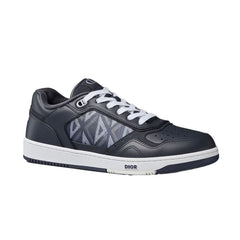B27 LOW-TOP SNEAKER Navy Blue Smooth Calfskin and CD Diamond Canvas - vasre