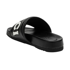 Gucci Black Leather Slide With Logo - vasre