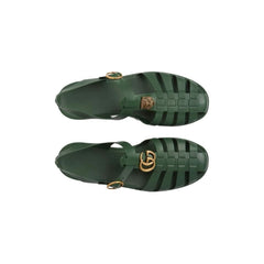 Gucci Rubber Buckle Strap Sandals - Green - vasre