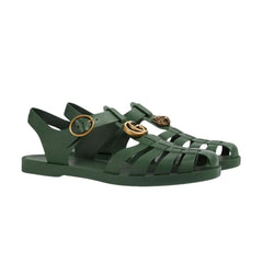 Gucci Rubber Buckle Strap Sandals - Green - vasre