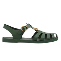 Gucci Rubber Buckle Strap Sandals - Green - vasre