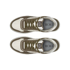 Dior B27 Low Top Sneaker Galaxy Oblique White Olive Nubuck - vasre