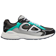 Dior B22 Anthracite Gray Mesh And Black & Green Low Top Sneakers - vasre