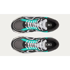 Dior B22 Anthracite Gray Mesh And Black & Green Low Top Sneakers - vasre