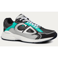 Dior B22 Anthracite Gray Mesh And Black & Green Low Top Sneakers - vasre