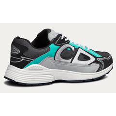 Dior B22 Anthracite Gray Mesh And Black & Green Low Top Sneakers - vasre