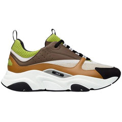 Dior B22 Green and White Technical Mesh with Ebony and Camel Smooth Calfskin - vasre