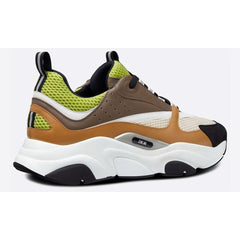 Dior B22 Green and White Technical Mesh with Ebony and Camel Smooth Calfskin - vasre