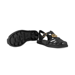 Gucci Rubber Buckle Strap Sandals - Black - vasre