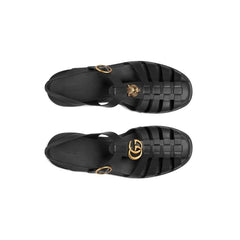 Gucci Rubber Buckle Strap Sandals - Black - vasre