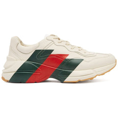 Gucci White Rhyton Web Chunky Sneakers - vasre