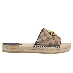 Gucci Women's Brown GG Matelassé Canvas Espadrille Sandal - vasre
