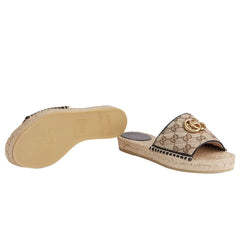 Gucci Women's Brown GG Matelassé Canvas Espadrille Sandal - vasre