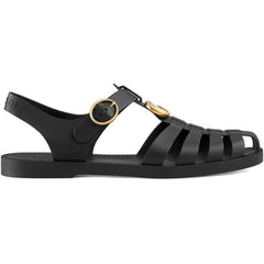 Gucci Rubber Buckle Strap Sandals - Black - vasre