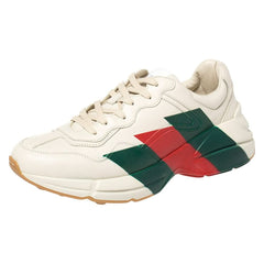 Gucci White Rhyton Web Chunky Sneakers - vasre