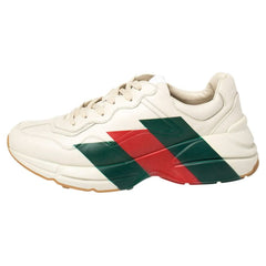 Gucci White Rhyton Web Chunky Sneakers - vasre